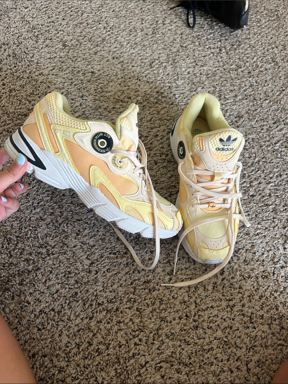 adidas Pale Yellow and Cream Runner Sneakers